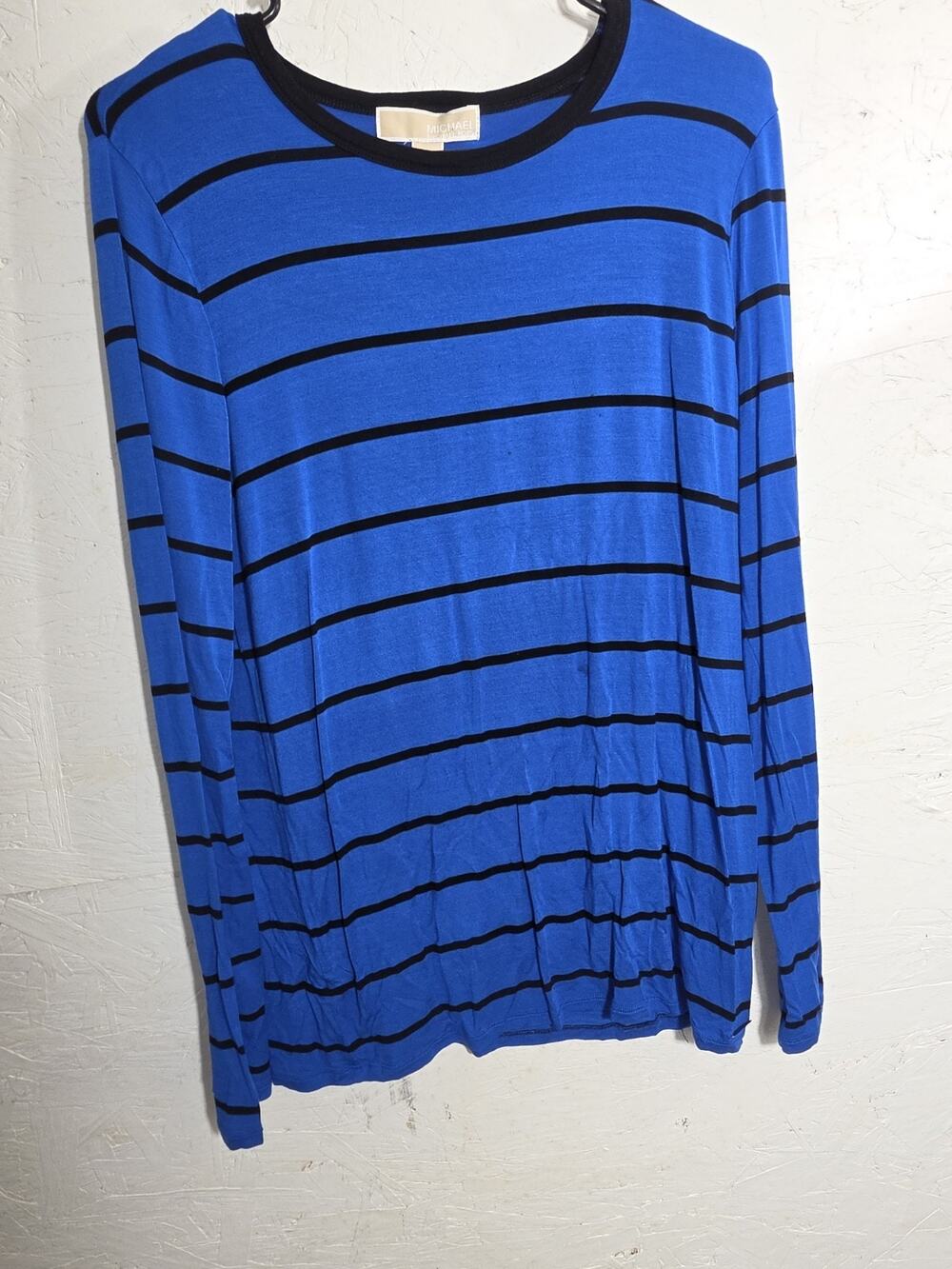 Michael Kors Women's Blouse Blue Black Strip Size Large